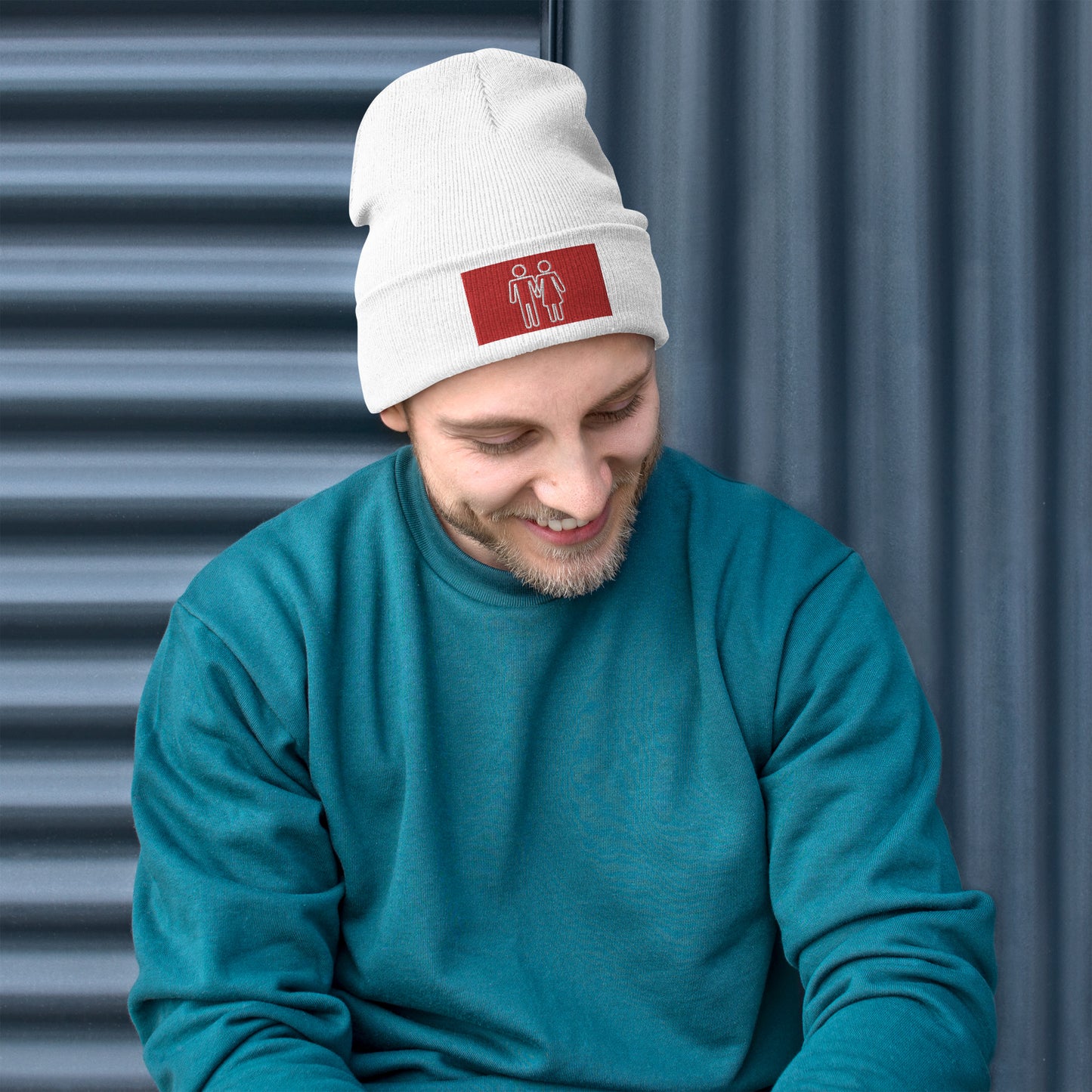 Red Man and Woman Embroidered Beanie